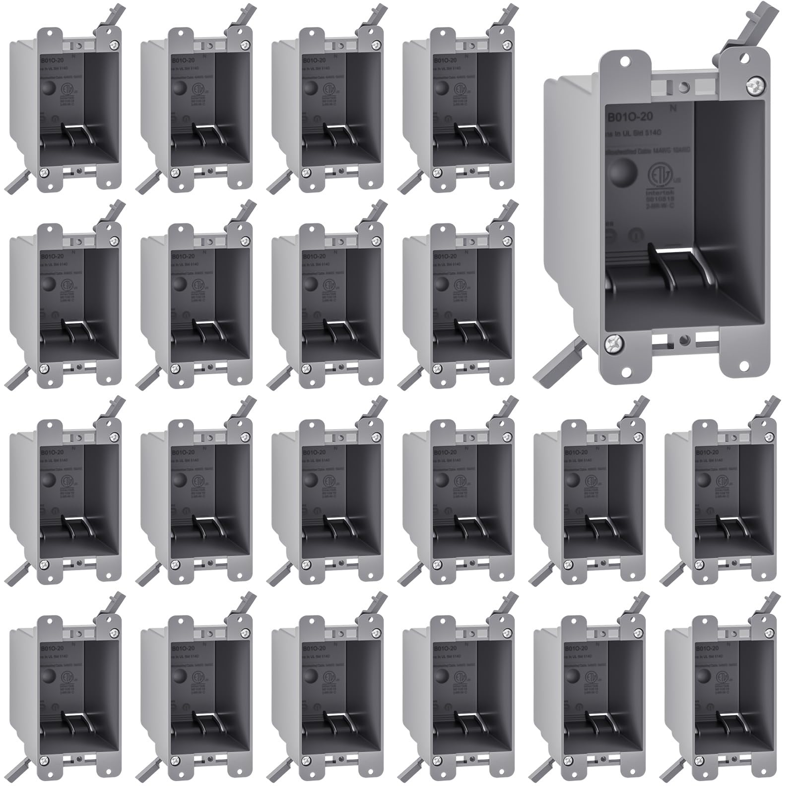 Tellegloww Paquete de 20 cajas de tomacorriente eléctrica de trabajo antiguo, 1 banda, 20 pulgadas cúbicas, caja de salida eléctrica ultra profunda, conexión de plástico PVC para interruptores, etc