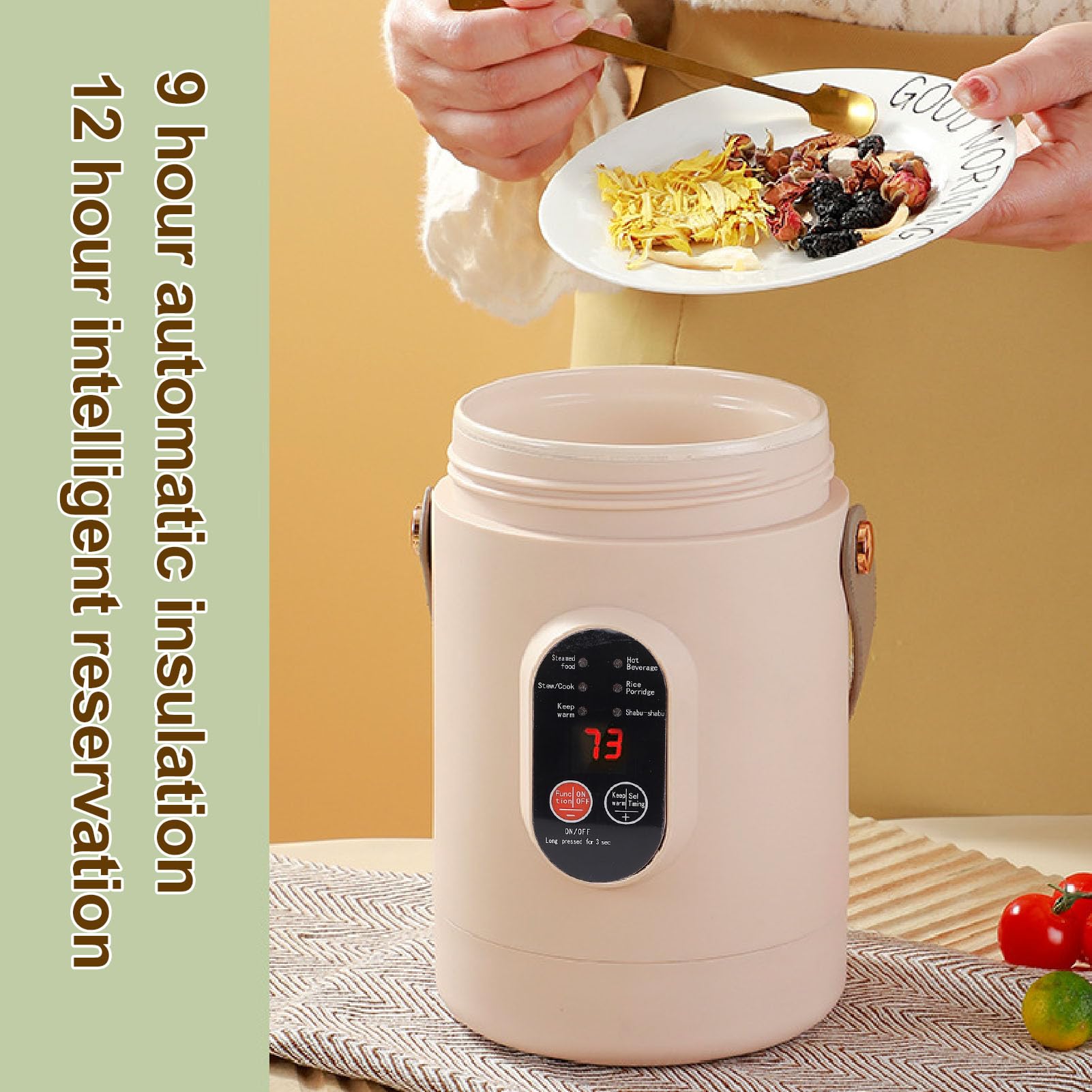 Pentola Calda Elettrica con Vaporiera, Mini Fornello da Viaggio Portatile, Padella Elettrica Multifunzionale Antiaderente per Friggere/Stufato/Vapore, per Ramen (Spina europea