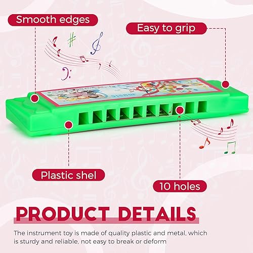 Miniatura 3 de Liliful 100 piezas de armónica para niños y niñas, instrumento musical, juguete ligero y fácil de llevar, llave de C para principiantes para