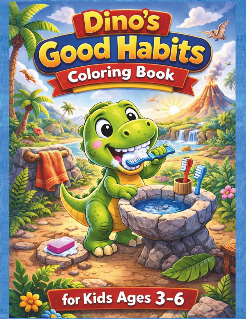 Dino's Good Habits Coloring Book for Kids Ages 3-6: Fun & Easy Dinosaur Coloring Pages to Teach Daily Routines, Hygiene, Kindness and Responsibility (Dino Learning Coloring Book)