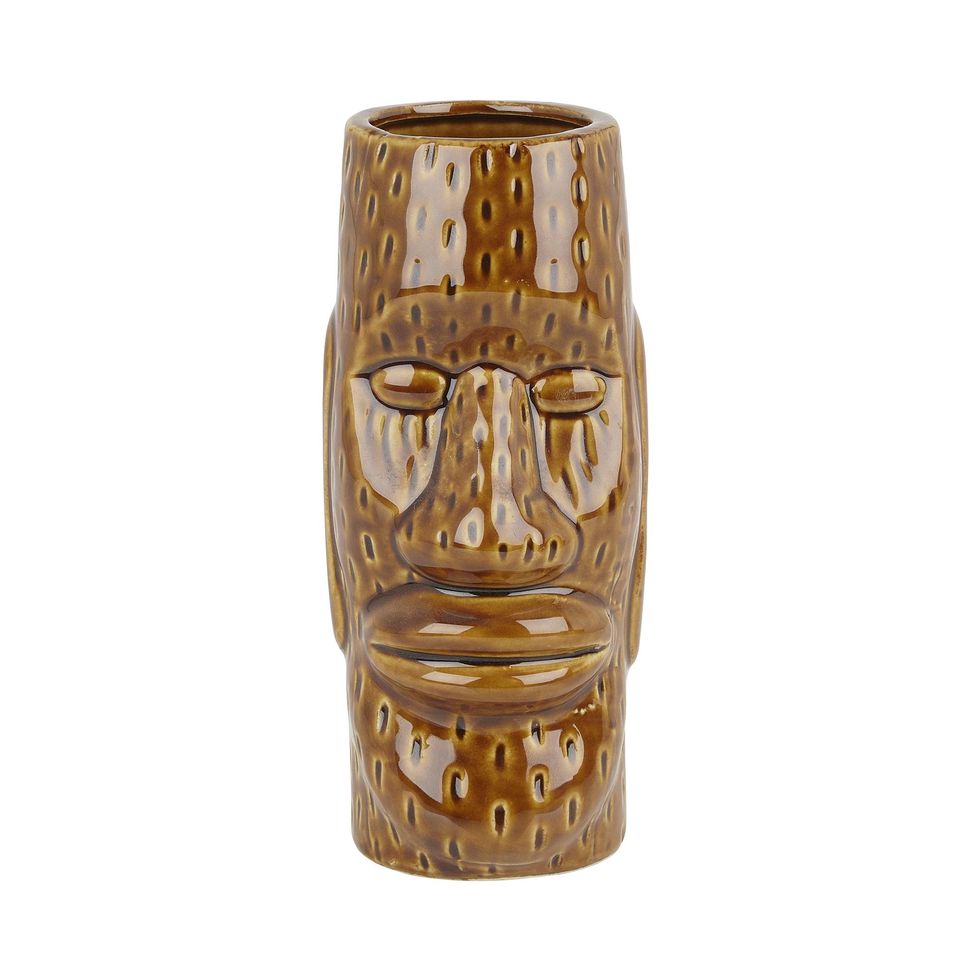 Beaumont Ceramic Easter Islander Tiki Mug - 450ml - Medium Brown