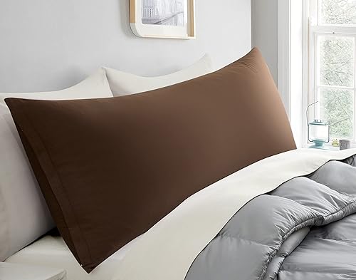 Entisn Juego de 2 fundas de almohada corporales, 1800 hilos, de microfibra cepillada, suave y acogedora, con cremallera oculta, 20 x 48 pulgadas,