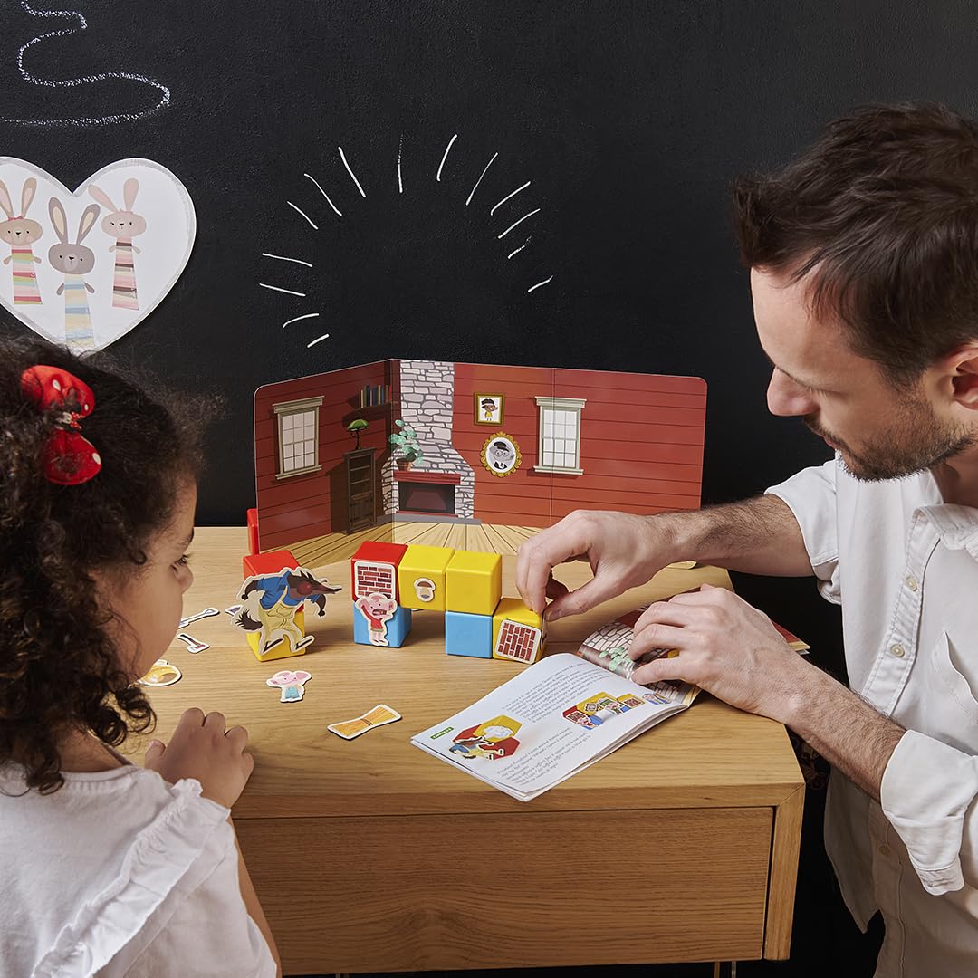 Geomag, Magicube Story Building Trzy małe świnki, gry magnetyczne odpowiednie dla dzieci od 3 lat, teatr magnetyczny, 42-częściowy zestaw, 100% plastik z recyklingu