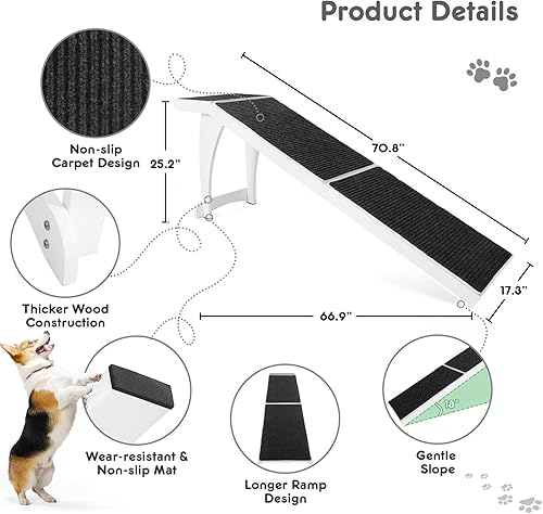 Miniatura 5 de TOFUUMI Rampa para perros para cama, rampa plegable para mascotas, escaleras para perros, rampa, escalones portátiles para perros adecuados para