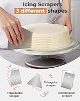 Vista 4 de Kootek Juego de tocadiscos de aluminio para tartas, herramientas para hornear con soporte giratorio de 12 pulgadas para decorar, espátula