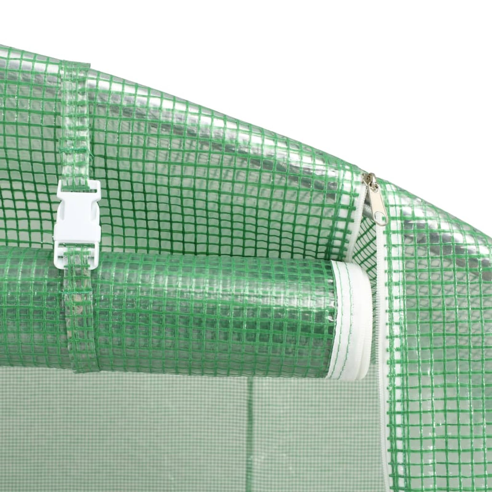 Szklarnia 450 x 300 x 200 cm – 13,5 m², duży domek na rośliny z siatki PE 140 g/m² i ocynkowanej stali, zielona, z okienkami wentylacyjnymi, do uprawy warzyw i owoców