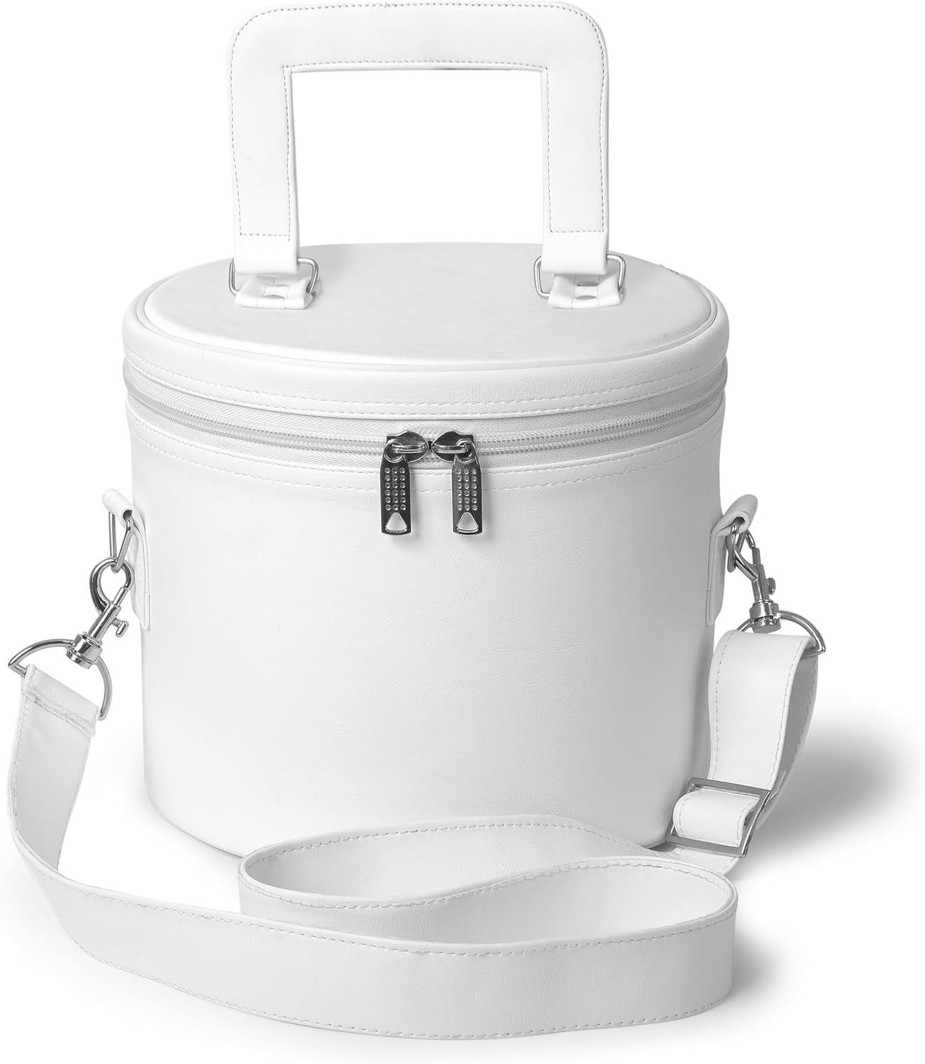 Bricks Masons Masonic Fez Case - Imitation White Leather With Strap & Handle