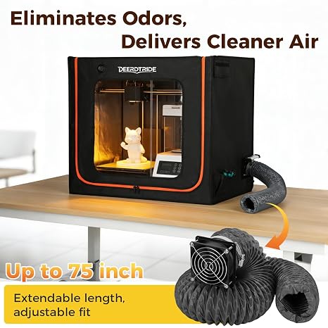 Large Resin 3D Printer Enclosure with Ventilation System & LED Light, Vented 3D Printer Enclosure with Carbon Filter, Odor Control, Noise Reduction, Dustproof Tent Cover for LCD UV Resin Printers