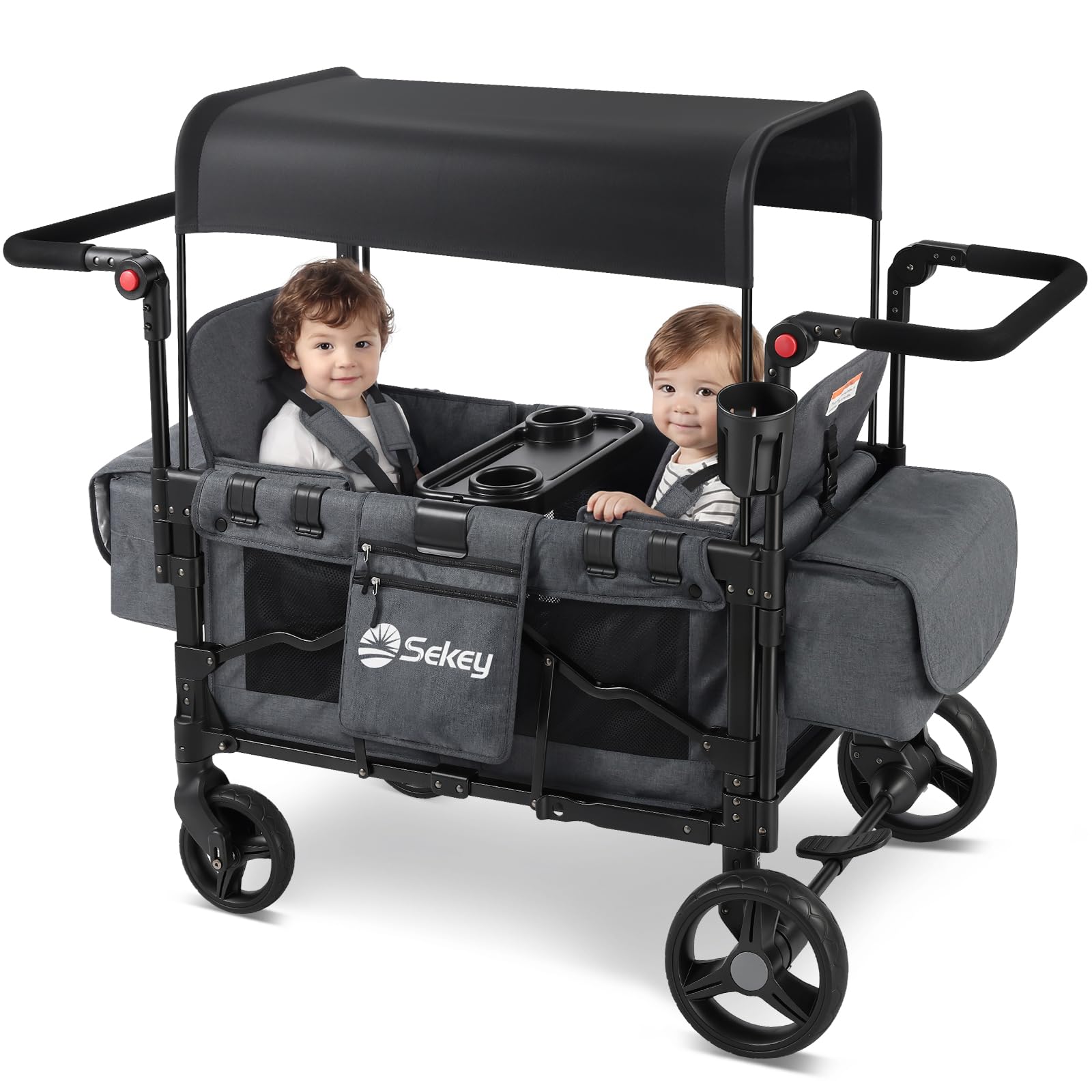Sekey Wagon Stroller for 2 Kids, Luxury 4-in-1 Stroller Wagon