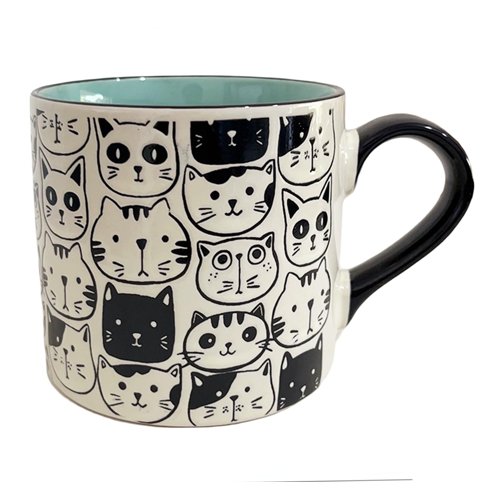 17oz Colorful Cat Mugs for Cat Lovers, Cute Ceramic Coffee and Tea Mug, Dishwasher Microwave Safe Novelty Coffee Cup for Plant Lover, Mugs Gift for