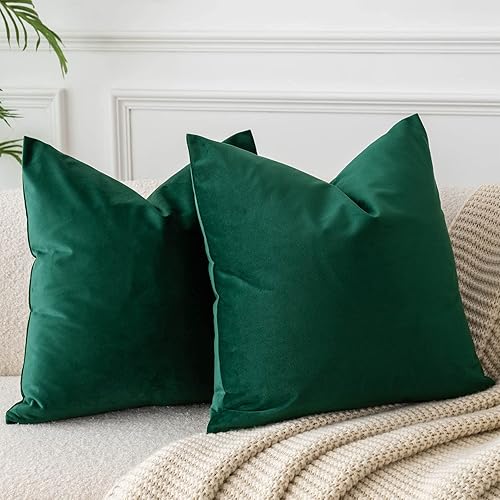 JUSPURBET - Juego de 2 fundas de cojĂn de terciopelo para sofá o cama, fundas de cojĂn decorativas y unicolor, 22 x 22 pulgadas, verde oscuro JUSPURBET - Juego de 2 fundas de cojĂn de terciopelo para sofá o cama, fundas de cojĂn decorativas y unicolor, 22 x 22 pulgadas, verde oscuro