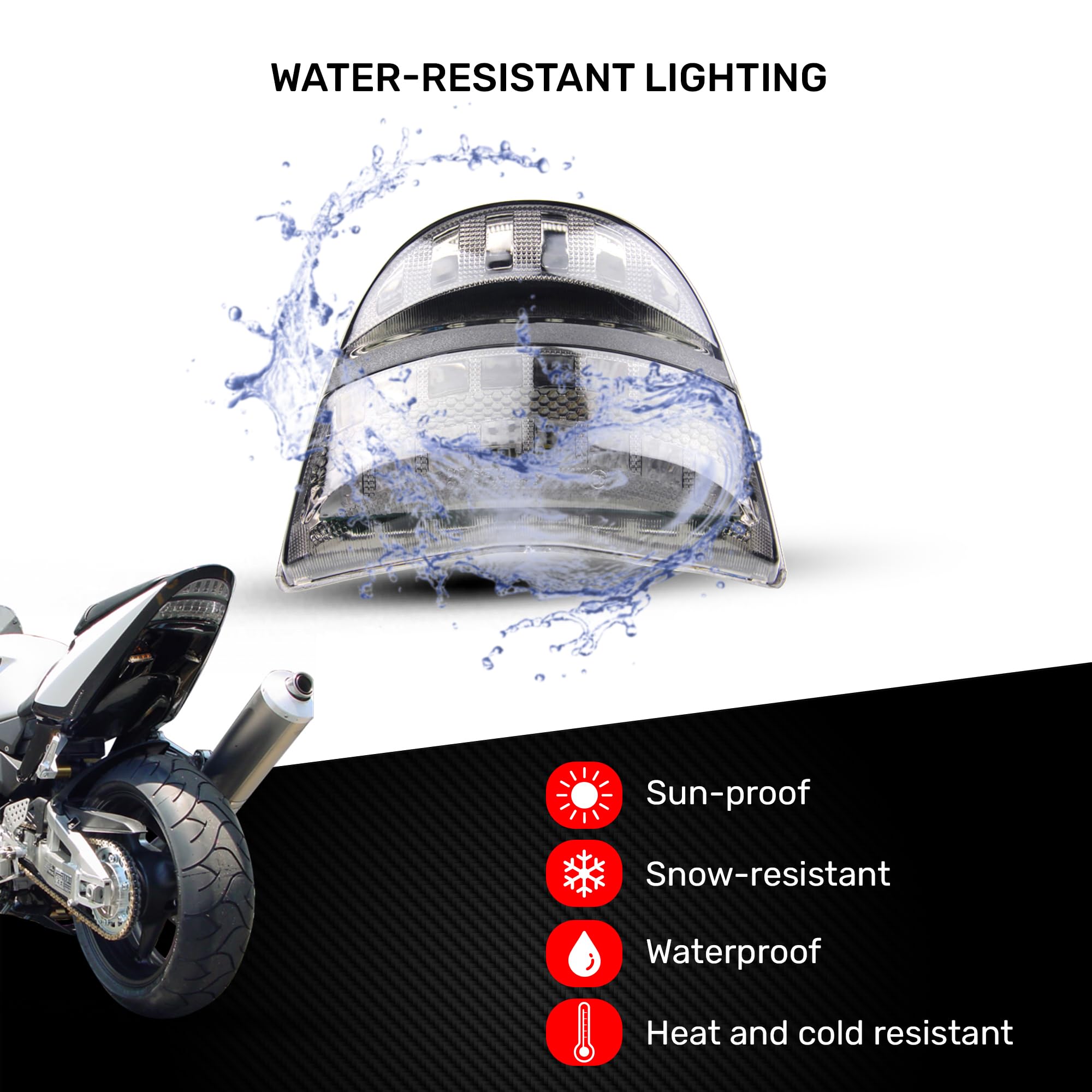 aVDB-moto Luces de freno LED con intermitentes integrados Compatible con Cbr 954/900 RR 2002/2003 (Tintado)