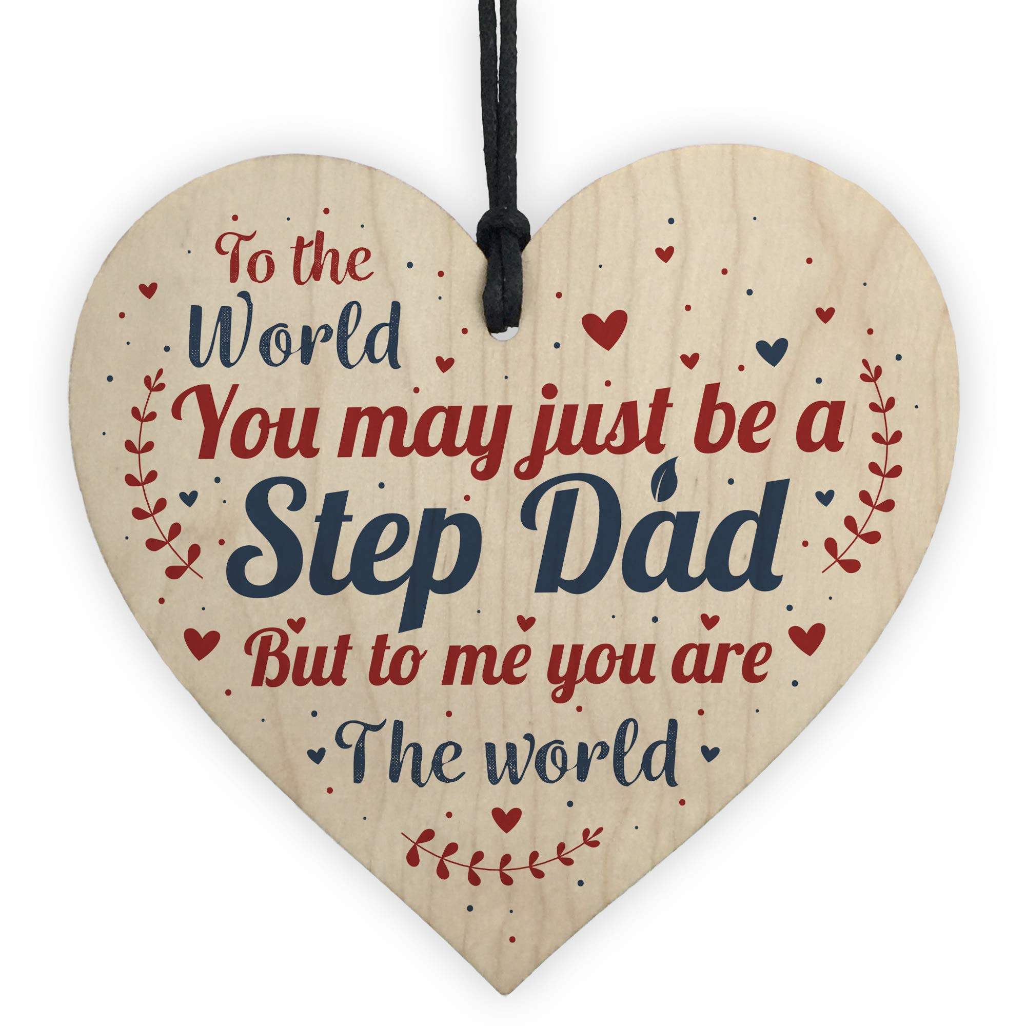 Red Ocean Step Dad Daddy Gifts Christmas Birthday Handmade Wooden Heart Plaque Sign Gift Keepsake