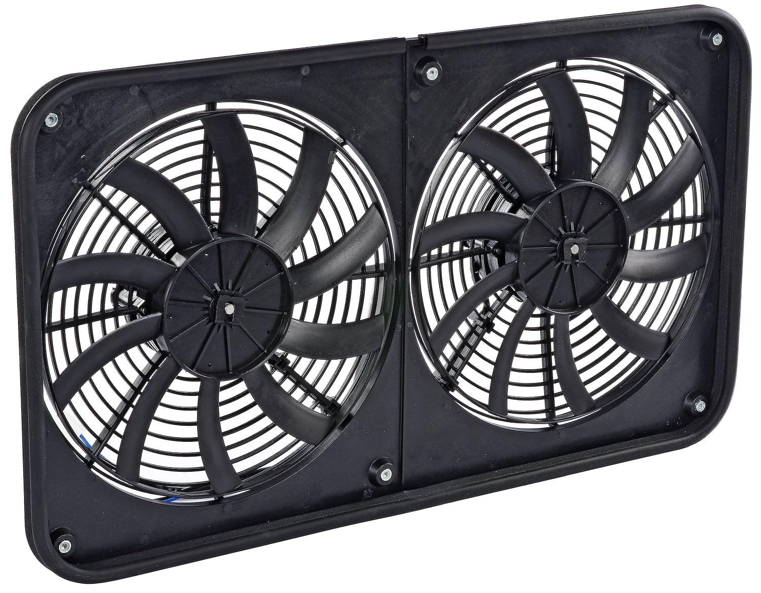 JEGS Dual Electric Fan Assembly | Dual 12� Diameter Fans | Low-Profile | Quiet S-Blade Design | 3100 CFM Airflow | Reversible | 26" W x 15" H x 3.94" D | 26.6 Amp Draw