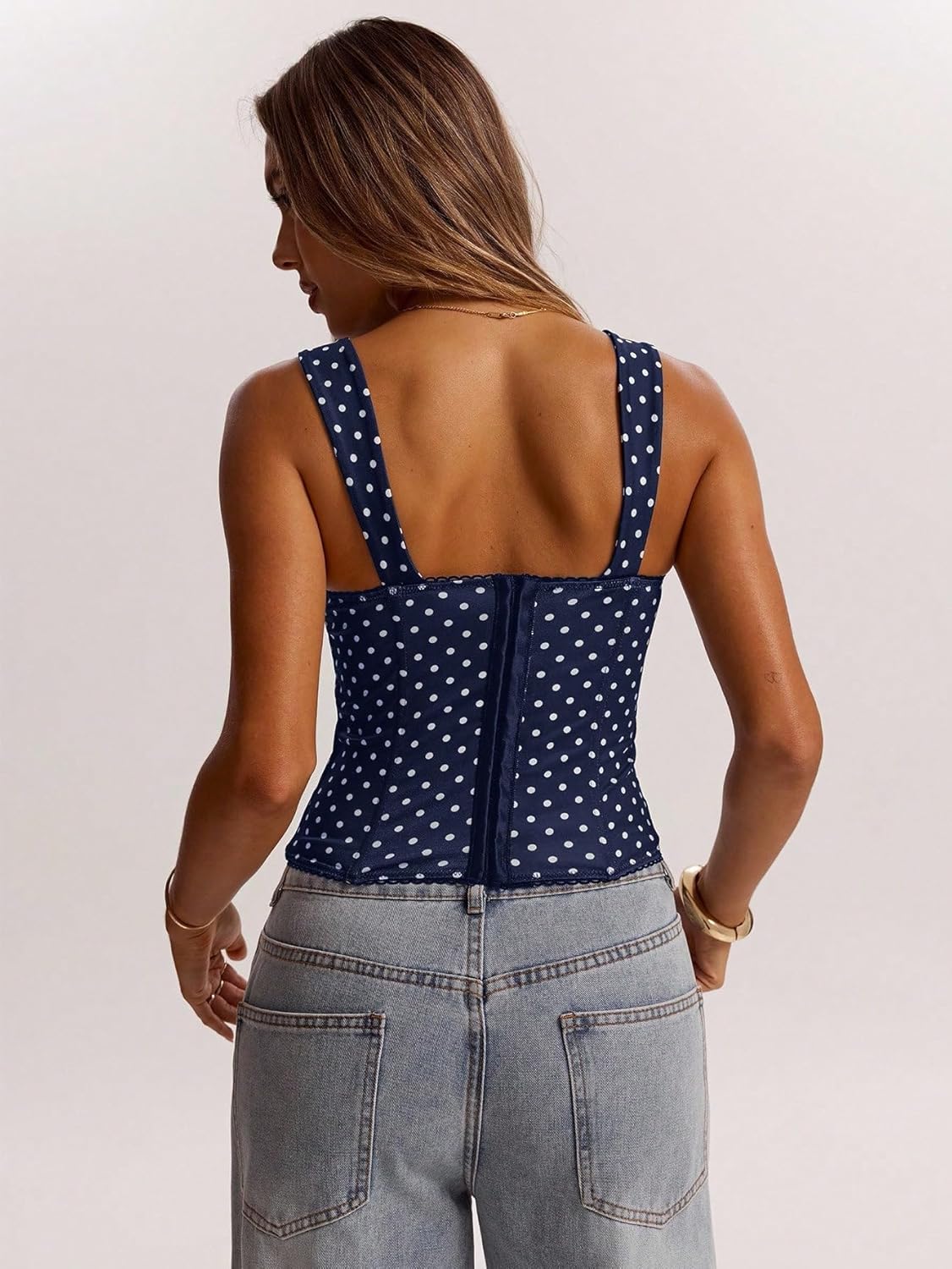 SOLY HUX Women's Polka Dots Corset Tops Y2k Sleeveless Bustier Going Out Crop Tank Top - Image 2