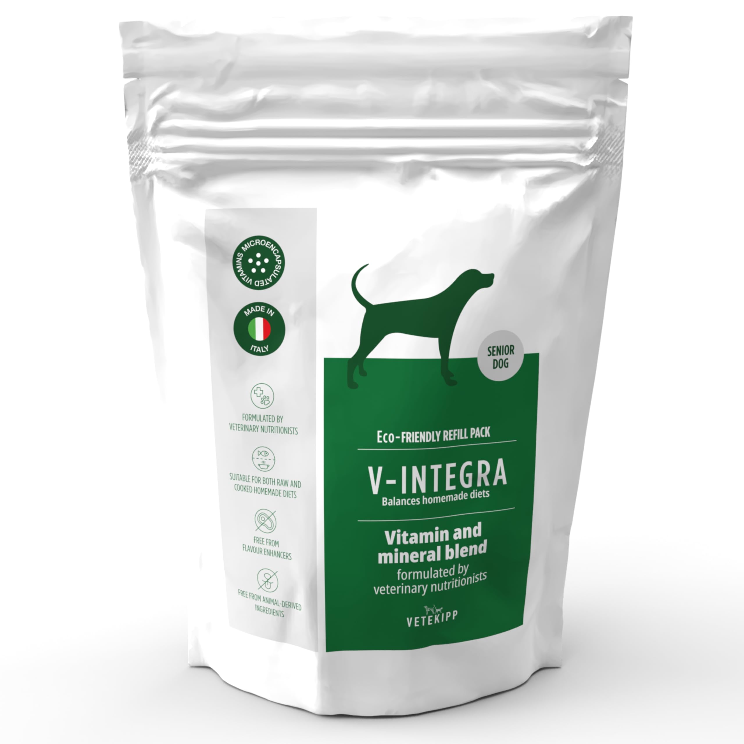 V-INTEGRA Senior Dog 1kg ECO REFILL, Complete Supplement Rich in Vitamins and Minerals for Homemade and BARF Diet, V Integra Dog Multivitamin, Supplements for Dogs Made in Italy โ image 1