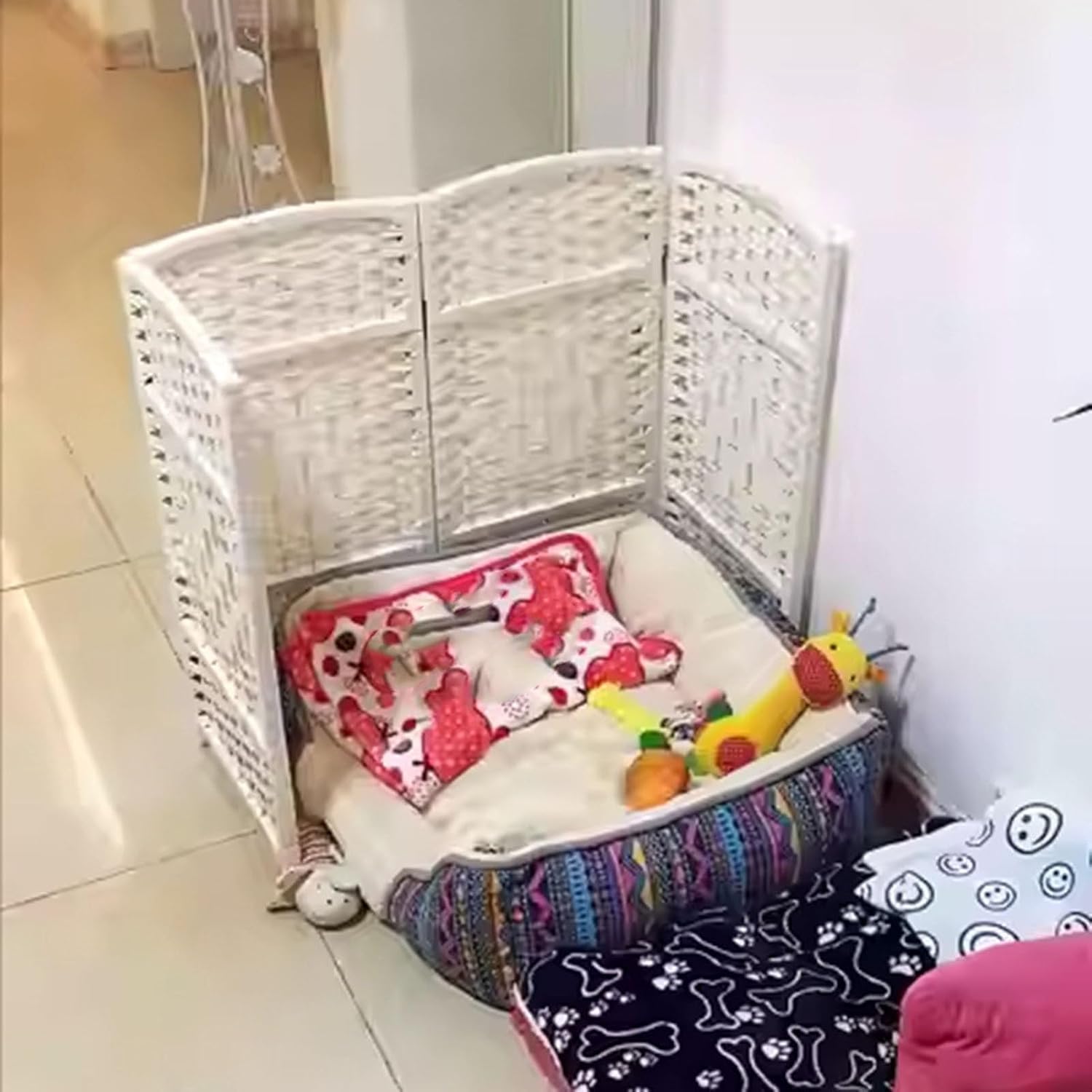 4/5/6パネルショートルーム装飾パーティション、竹編みの小さな部屋の仕切り、仕切り壁、ライブ放送の背景用(120x40cm,6 p