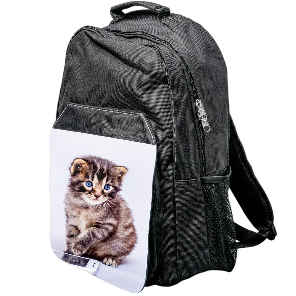 Ocadeau Mochila negra personalizada con foto - Solapa delantera impresa en esta mochila infantil textil negra - Mochila escolar infantil con personalización de foto
