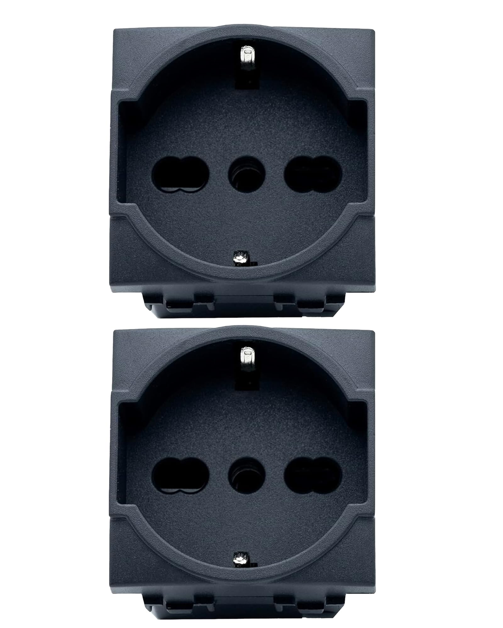 Bratek 2 Prese Schuko Compatibile Bticino Living Light e International 2P+T 10/16A - Presa Elettrica a Muro Tedesca + Bipasso Italiana Antracite x Supporti B Ticino Livinglight e Living International
