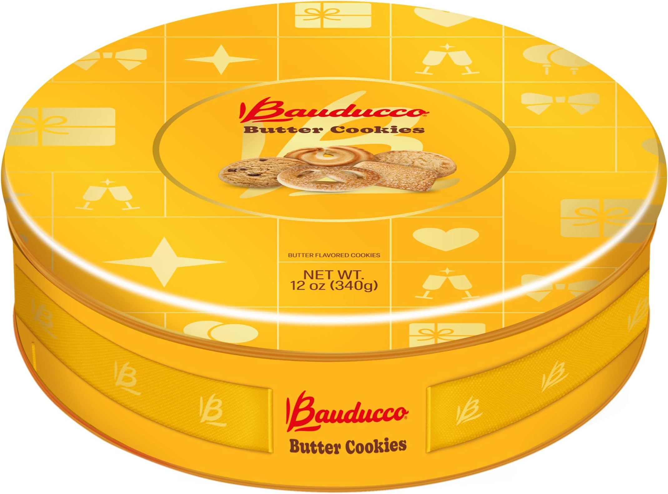 Bauducco Assorted Butter Cookies Tin, 12 oz (Pack of 1) – Traditional Danish Shortbread Style Cookies, Perfect Holiday Gift or Sweet Snack Treat - No Artificial Colors