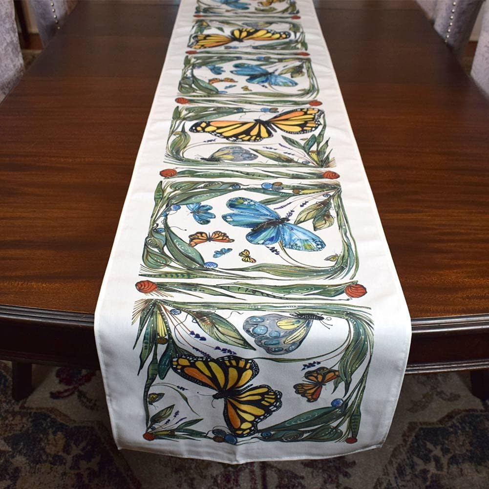 Monarch Butterfly Art Table Runner, 16 x 88 inches, Cotton/Poly Broadcloth Fabric
