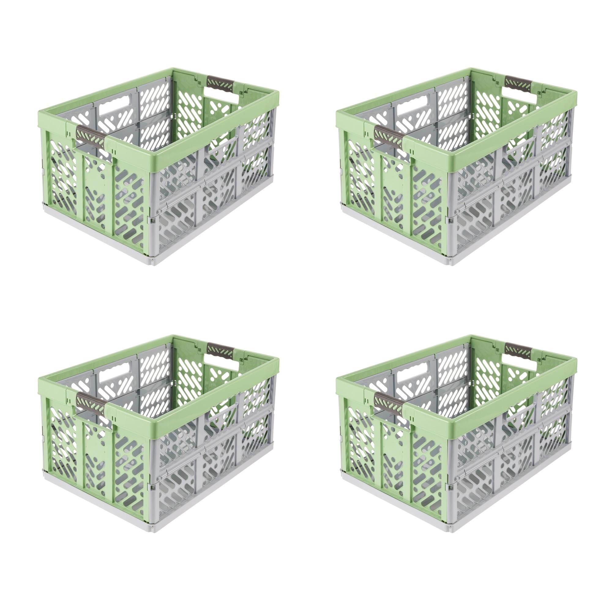 keeeper ben 4x Stabile Profi-Klappboxen mit Soft-Touch Griffen, 45 l, Eco Grass Green