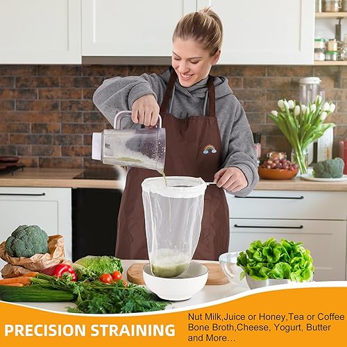 Miniatura 5 de 5 bolsas de colador de malla ultra fina de alta calidad con mango de acero inoxidable, bolsas reutilizables para leche de nuez, paños de queso para