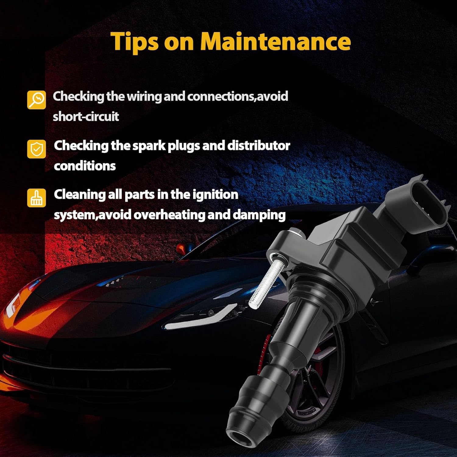 OCPTY Set of 4 Ignition Coil Pack for Buick for Chevrolet for GMC for Saab for Pontiac for Saturn for LaCrosse for Equinox for Terrain for Verano for Regal for Malibu Replace for UF491