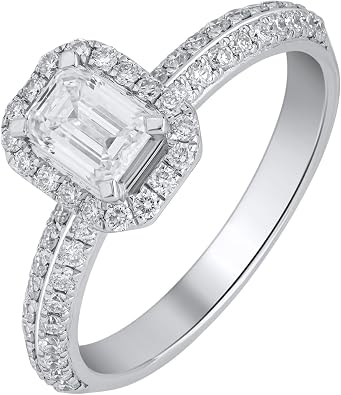 1Ct IGI Certified Lab Grown Diamond Halo Engagement Ring White Gold Plated