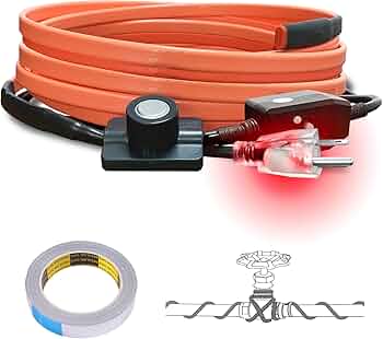 Cupohus Heat Tape for Water Pipes with Thermostat 9FT, Freeze Protection Self-Regulating Heat Trace Cable for Metal, Plastic Home Pipes, Roof and RV