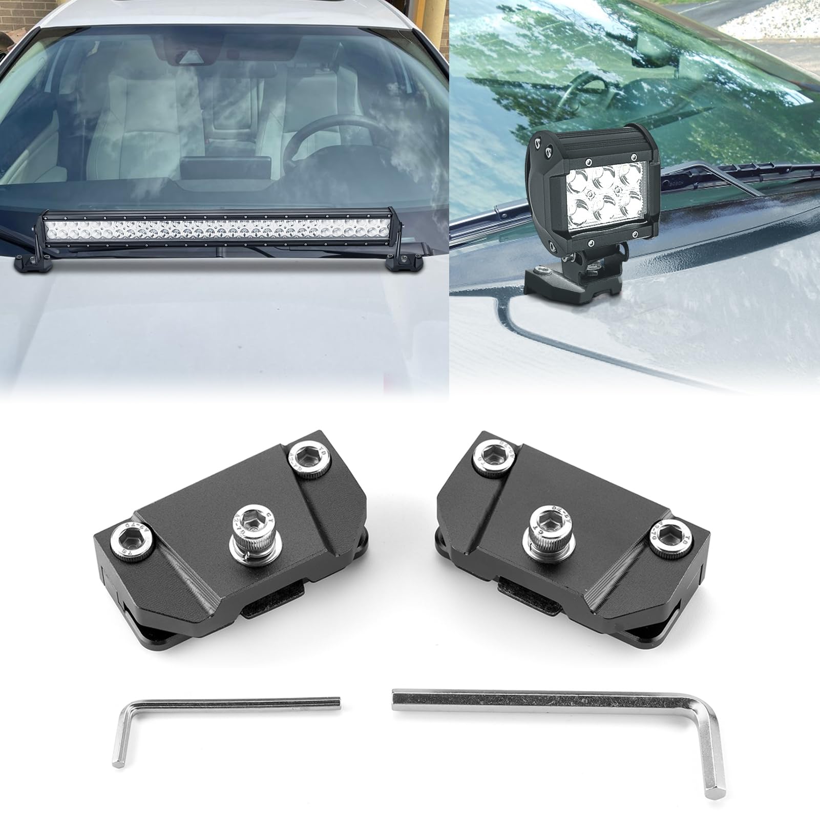 WeiSen Universal Hood Hinge Ditch Light Bar Mount Bracket for Auxiliary Offroad LED Pod Light Work Light Compatible with Truck SUV Wagon Sedan