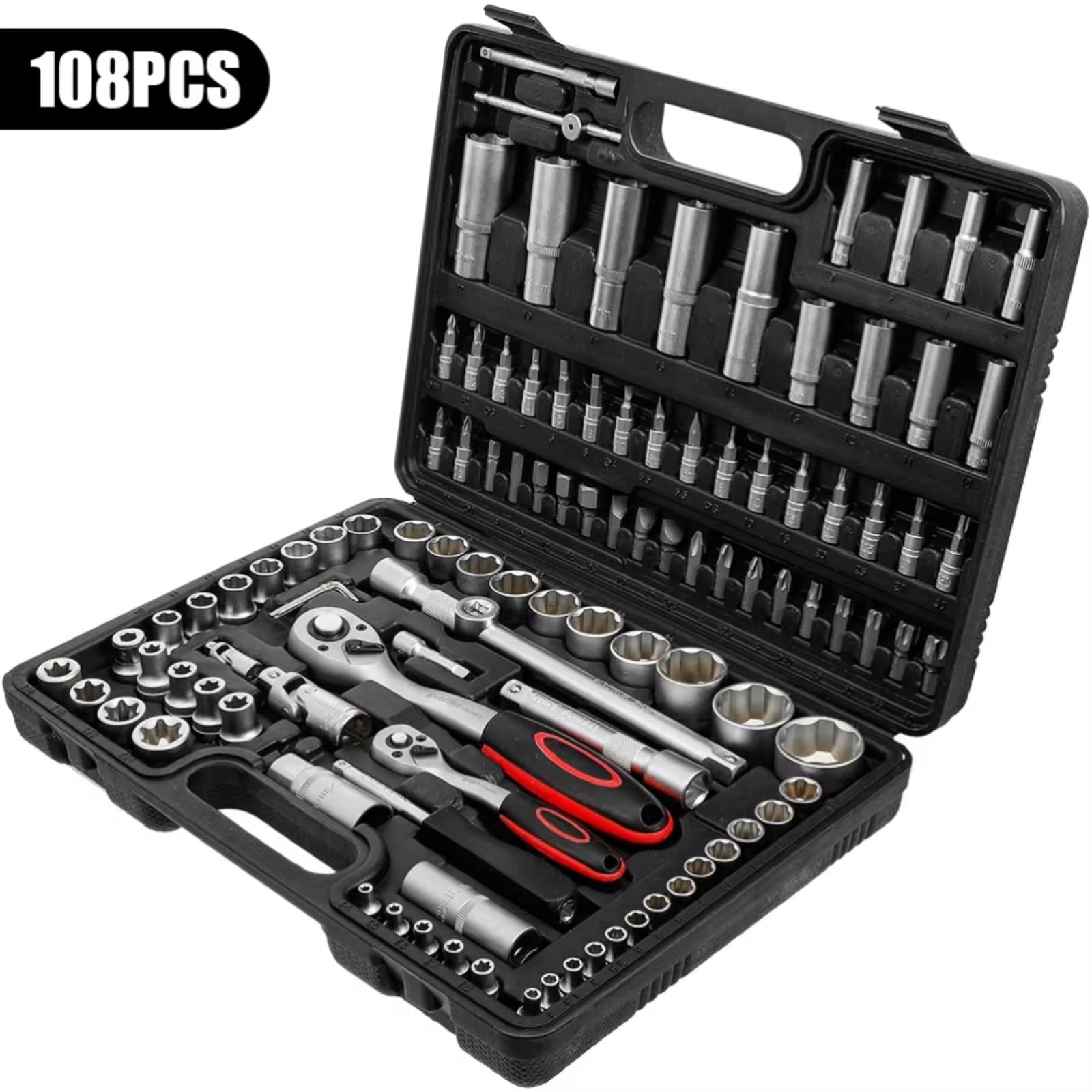 Set di attrezzi meccanici Set Chiavi A Bussola A Cricchetto 108 Pezzi Set Strumenti Riparazione Auto Combinato Chiavi Dinamometriche A Cricchetto Chiave Punte Cacciavite Utensile Manuale