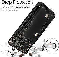 Vista 6 de LUVI Funda con tarjetero para iPhone 11 Pro con correa para el cuello, cadena cruzada, correa de muñeca, funda protectora con ranura para tarjeta
