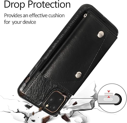 Miniatura 6 de LUVI Funda para iPhone 11 Pro Max con correa para el cuello, correa cruzada, correa de muñeca, funda protectora con ranura para tarjeta de crédito,