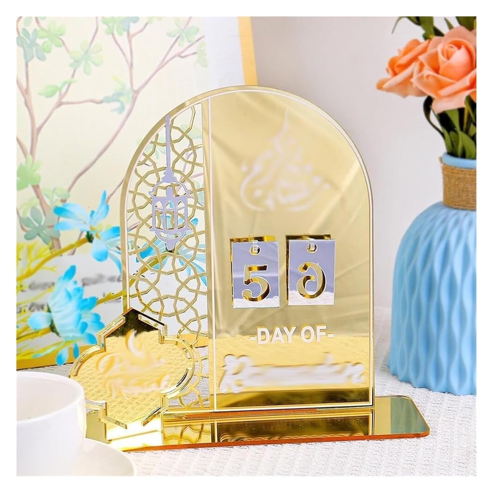 Ptrecniok Ramadan Decorations For Home Table， Acrylic Ramadan Countdown Calendar, 2025, Advent, Eid(Yellow)
