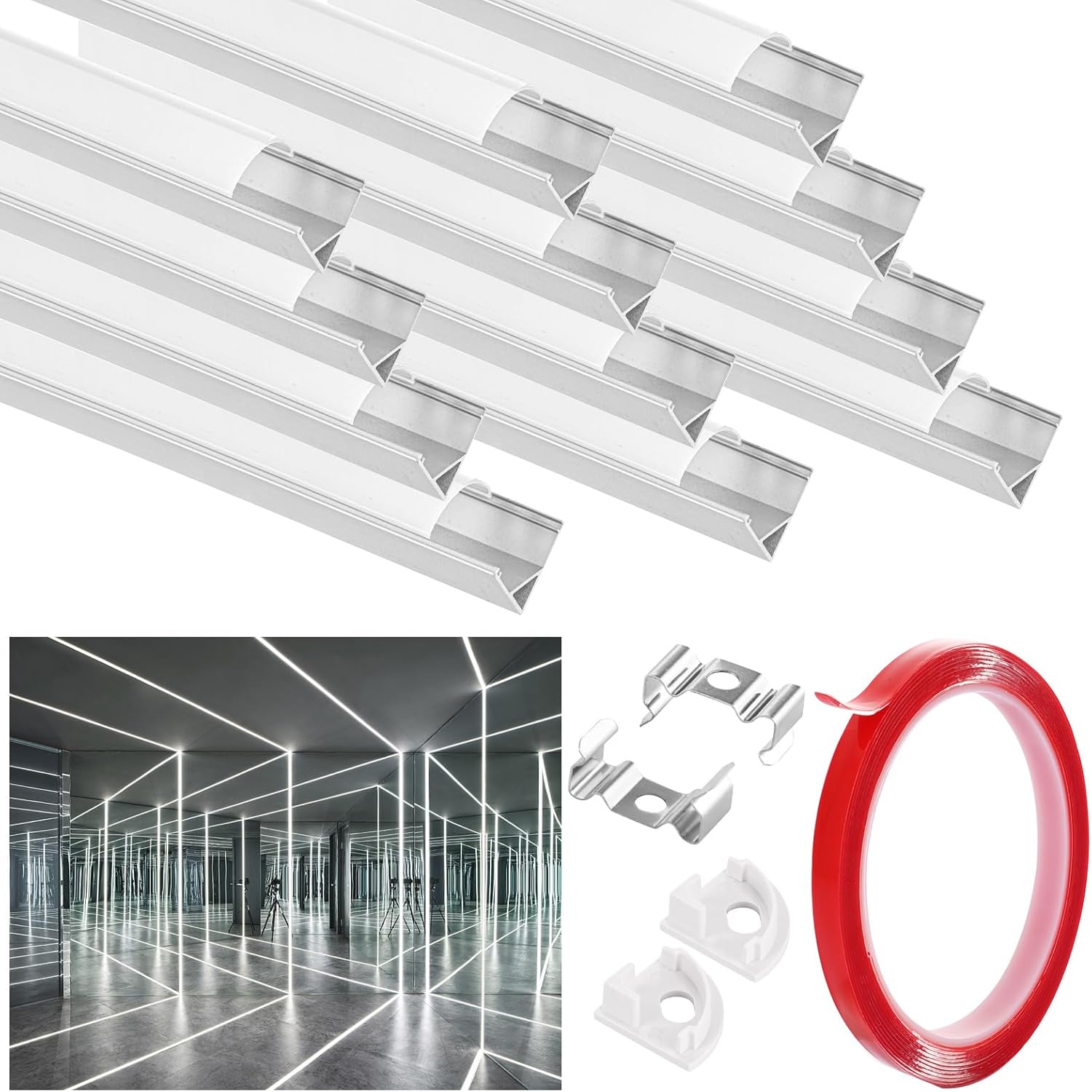FWEEK 20PACK LED Channel, 6M LED Aluminium Profile and LED Diffuser ...