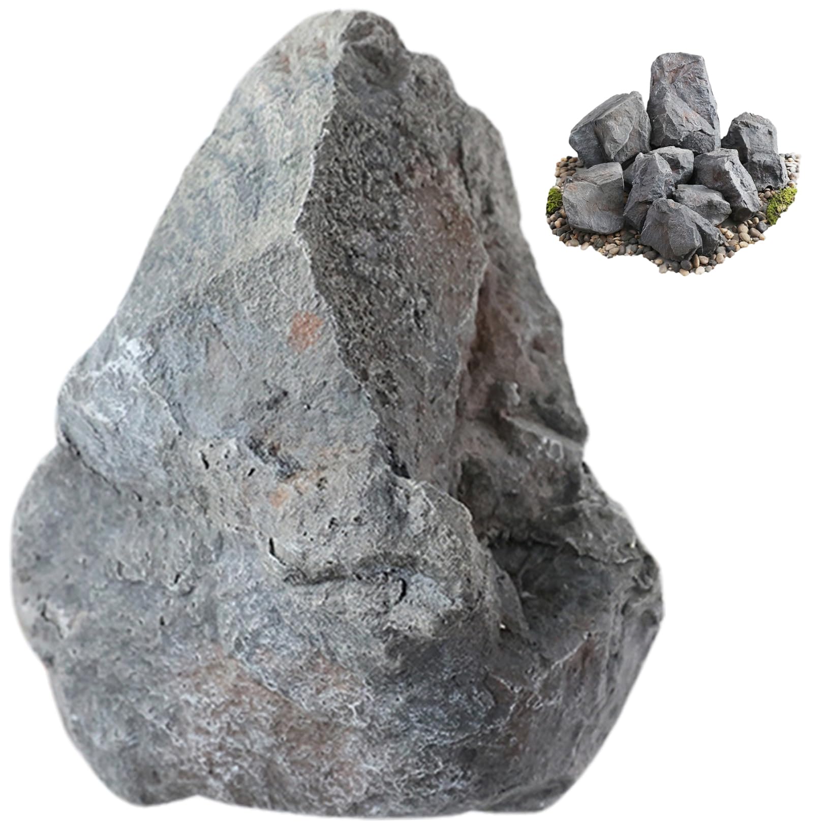 Ameble Style 2 Rocks Realistic Artificial Landscape Rock Lightweight Pu Decorative Faux Rock For Garden, Yard, Lawn And Indoor Outdoor Landscaping Cover (Not Hollow)