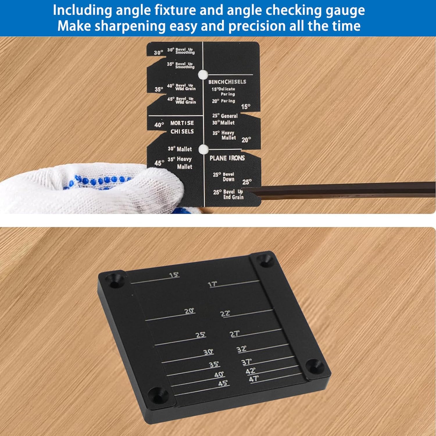 Fafeicy Adjustable Chisel Sharpening Angle Setter Honing Guide for Woodworking Tools Professional Sharpening Jig for Chisels and Planes from 5/32in to 3in