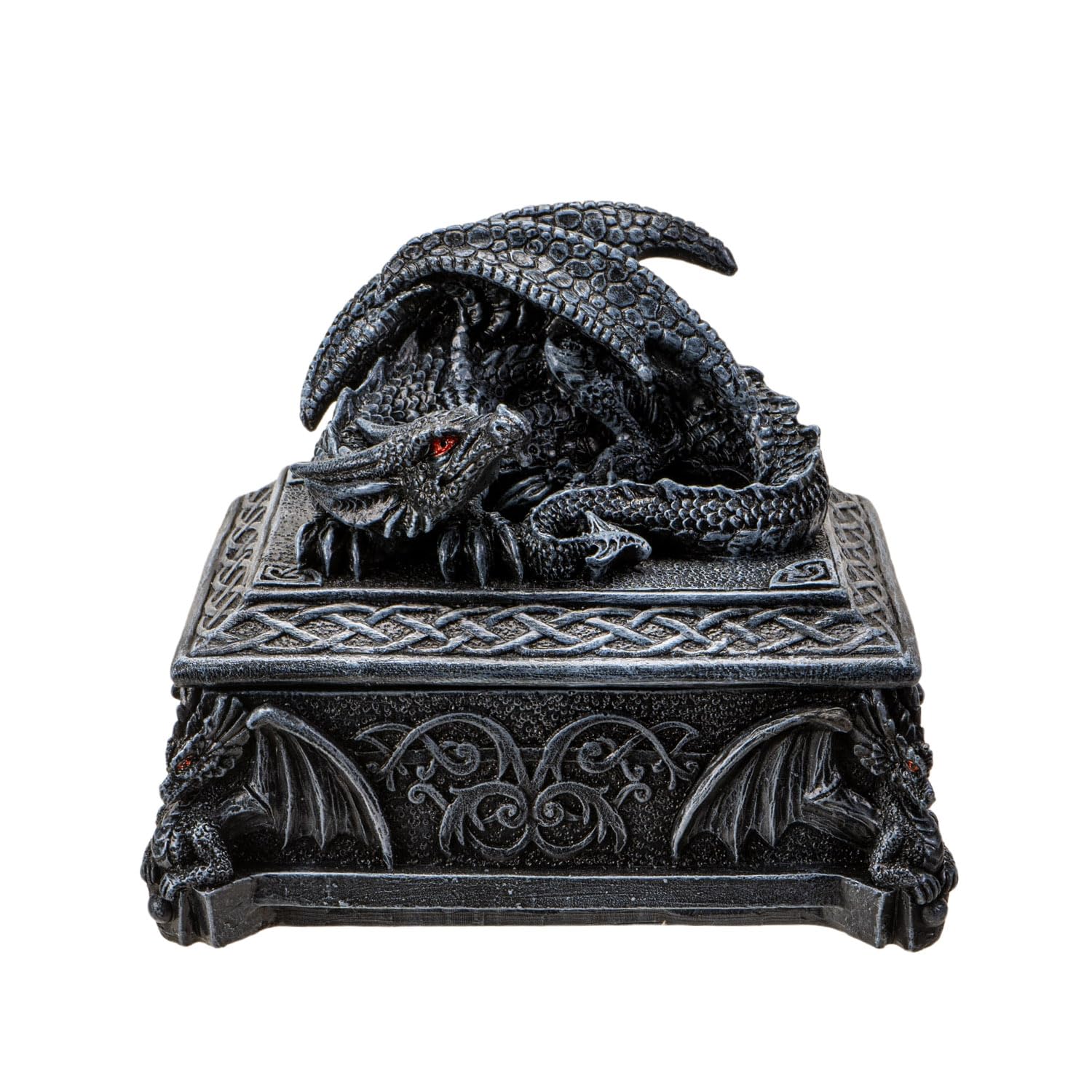 Pacific Giftware Celtic Dragon Jewelry Box Mythical Winged Guardian Decorative Trinket Holder Medieval Alchemy Design Perfect for Dungeons & Dragons Collectibles 5" L x 4.5" H