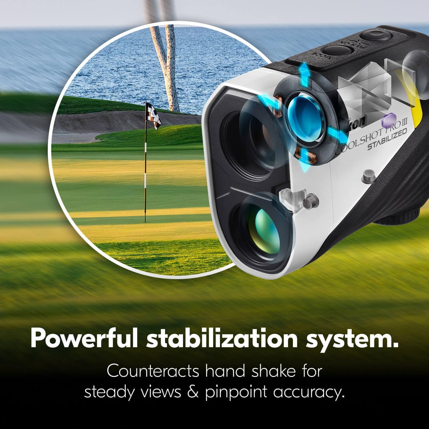 Nikon COOLSHOT PROIII STABILIZED Golf Laser Rangefinder | Waterproof 6X Monocular Optics with Hyper Read, Slope Compensation & Dual Locked ON Quake | Golf & Actual Distance Modes