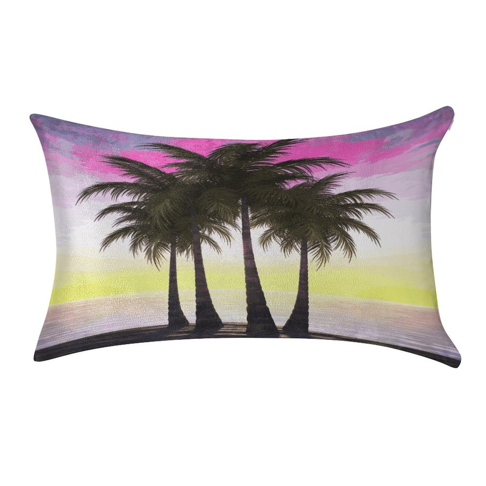 FekiLoot Tropical Palm Tree Pillow Covers Luxury Velvet Oblong Pillowcases Rectangular Throw Pillows Case Decorative Velvet Cushion Covers Ultra Soft Lumbar Pillow Shells 12 X 20 in