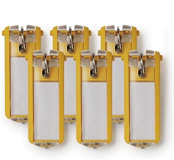 Durable Key Clips - for Clear and Easy Organization of Keys - DURABLE Key Safes - Pack of 6 Innovative Key Clips in Yellow