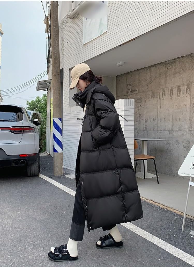 Long knee length Down Jacket Thickened Loose Hooded Coat Casual Fashionable Down Jacket for Women