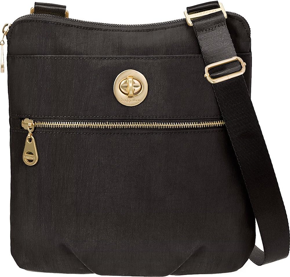 Baggallini Hanover Crossbody Bag Gold Hardware, Black Handbags