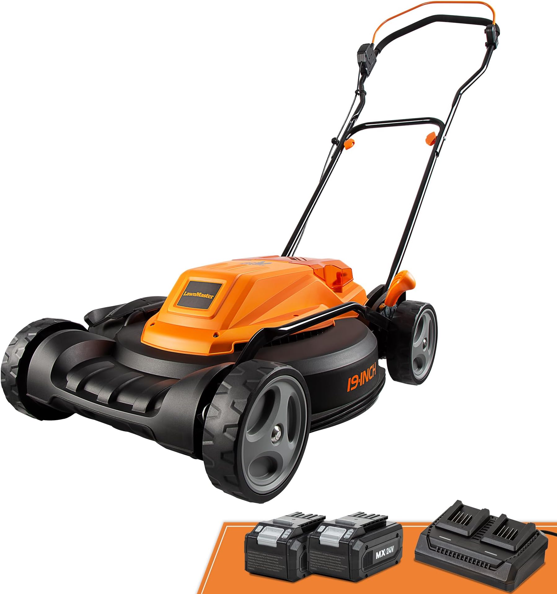 CLMF4819X 19-inch Brushless Cordless Lawn Mower with 2X24V MAX 4.0Ah Battery and a Dual Charger 6 Cutting Position