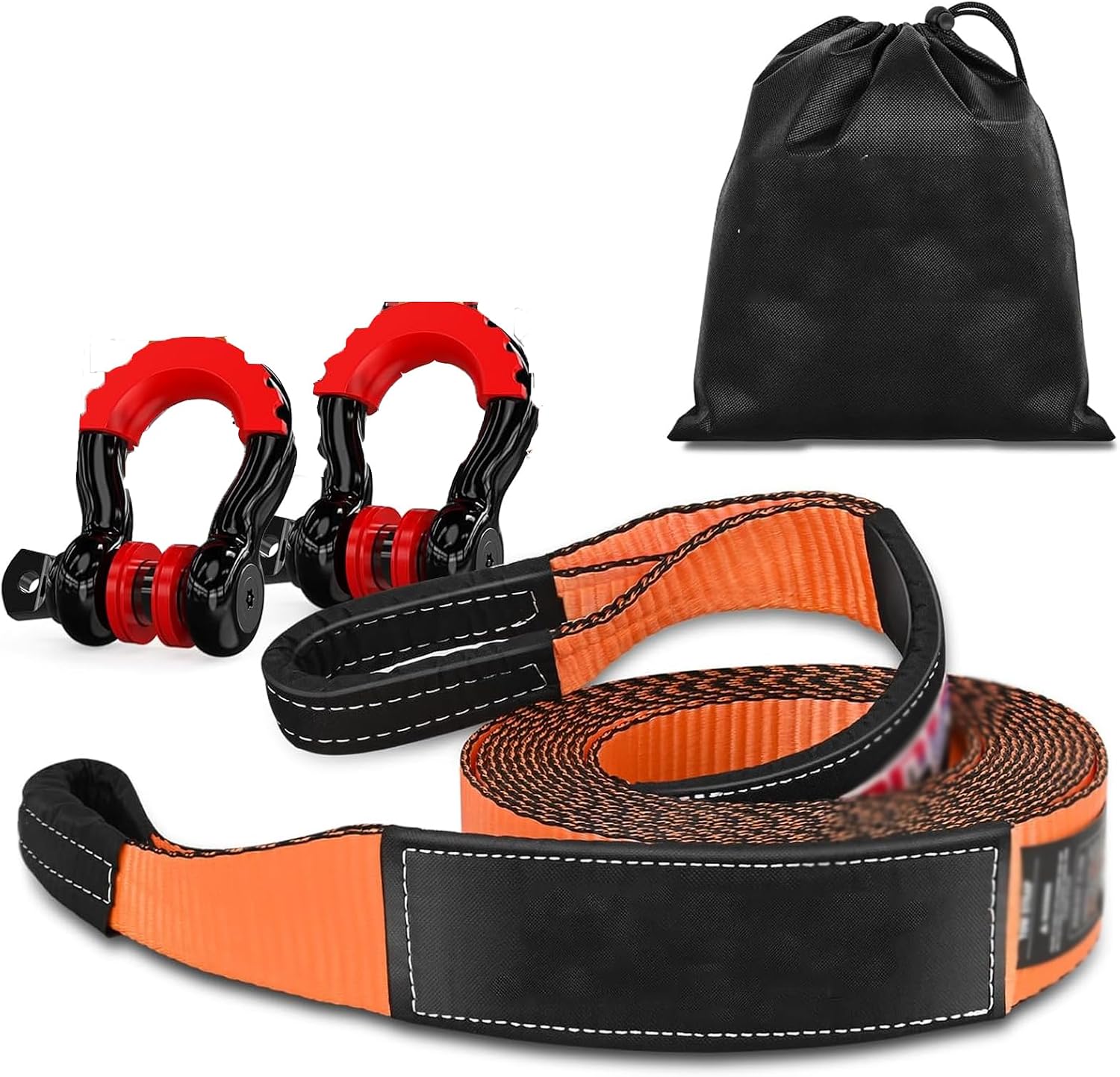 munirater Recovery Tow Strap Kit with 2 Hitch Receiver