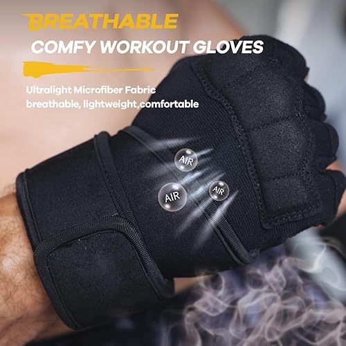 Miniatura 7 de Guantes de entrenamiento para hombre para levantamiento de pesas - Guantes de ejercicio para hombres y mujeres con soporte para muñequera,