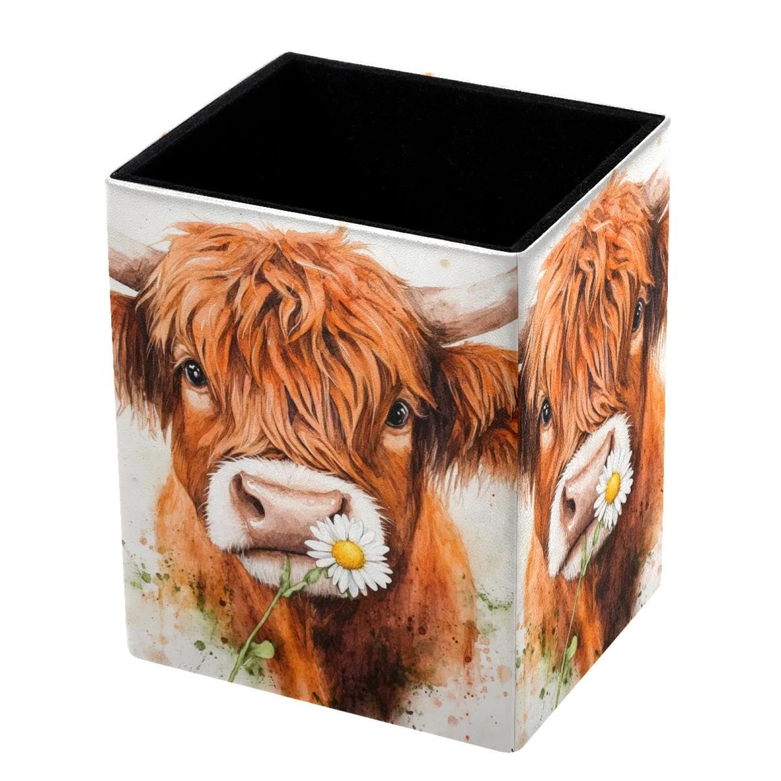 VAPOKF Pencil Holders for Desk, Watercolor Cow Printed Pen Holders Pen Pot Makeup Brushes Storage Desktop Stationery Supplies Organiser for Home Office