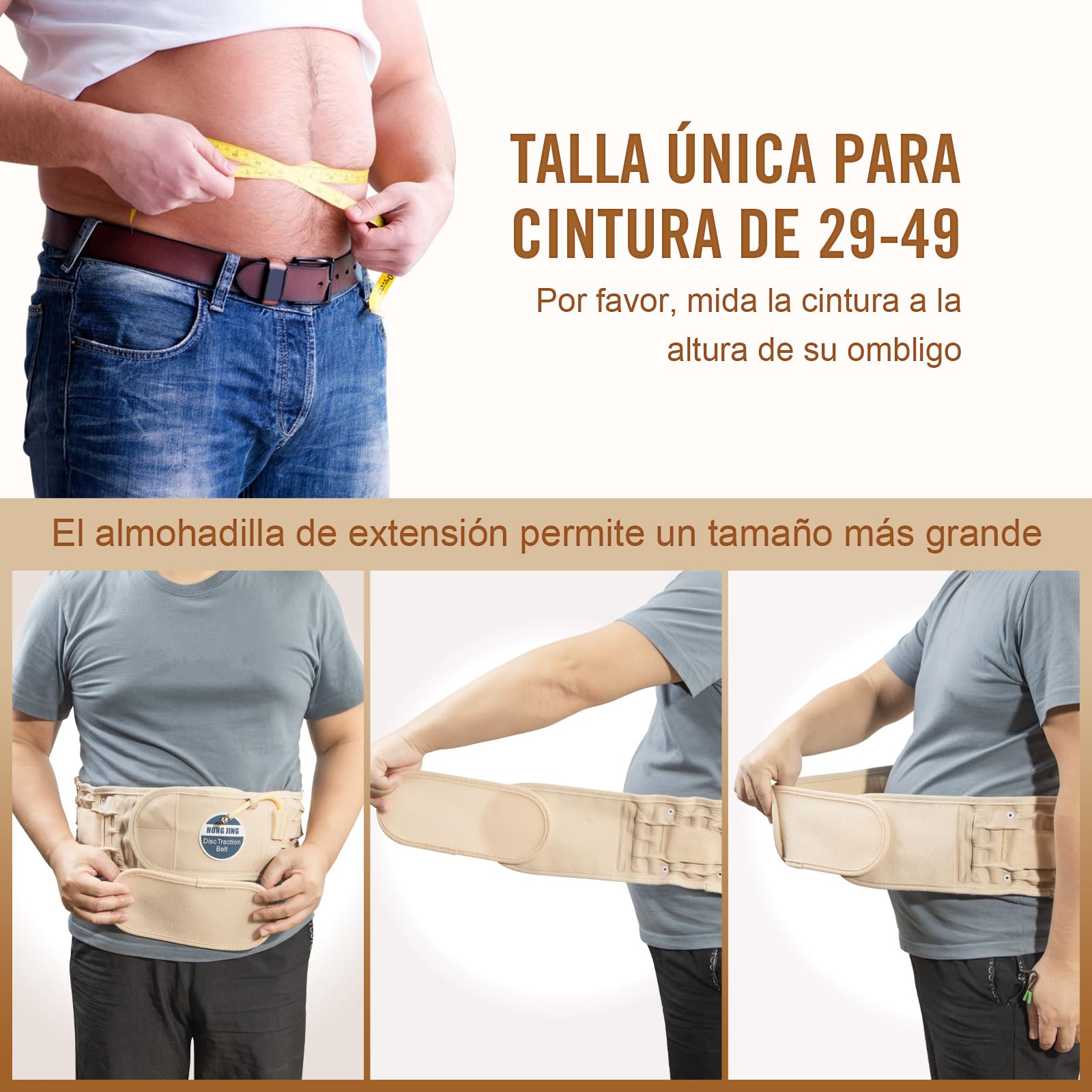HONGJING Cinturón de Descompresión con Bomba Eléctrica para el Alivio del Dolor de Espalda - Soporte Lumbar Inflable para Hombres y Mujeres, Talla Única para Cintura 29-49
