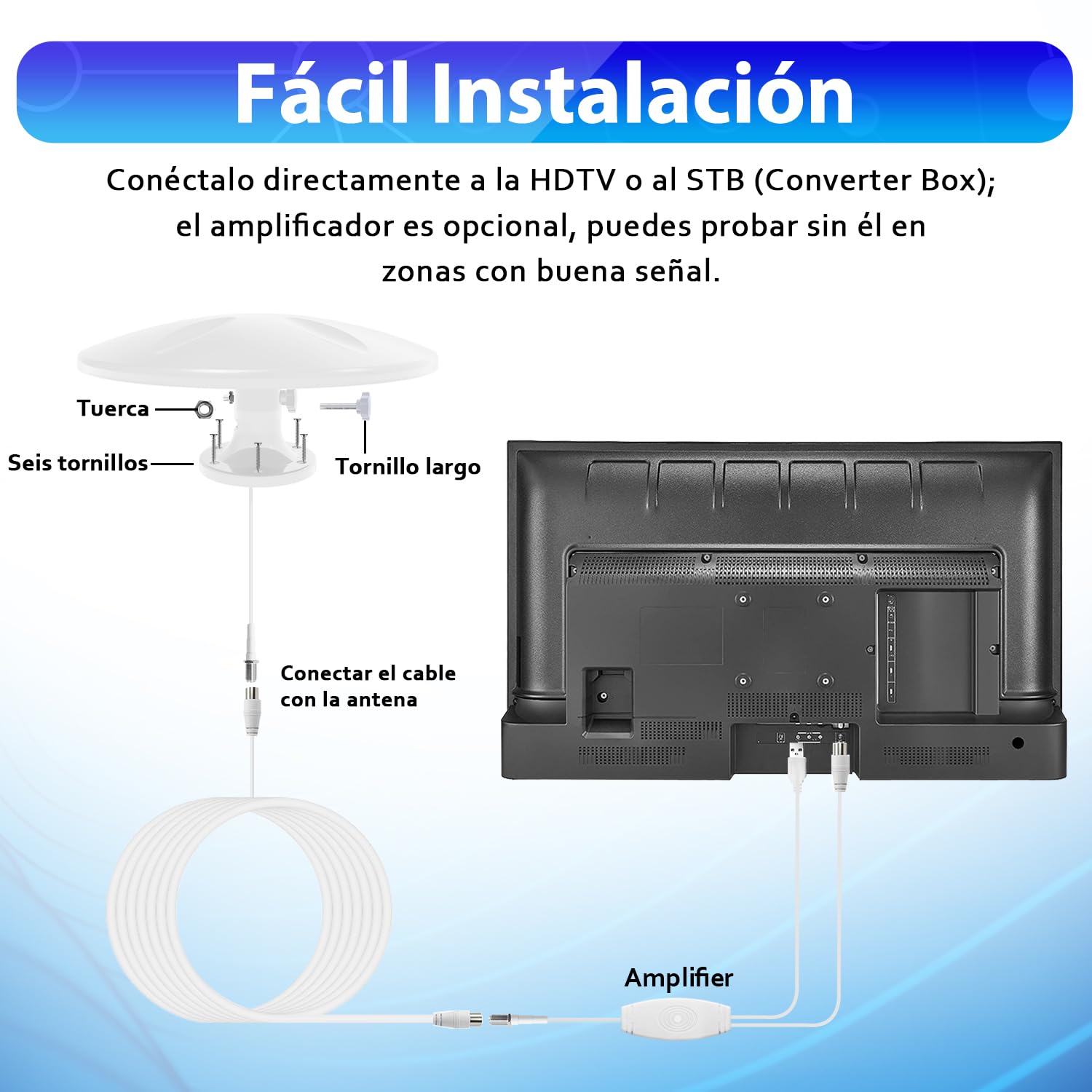 Antena de RV, Antena de televisión Exterior,de televisión HD y Smart para Exteriores, Compatible con autocaravanas, caravanas, Camiones y carrozas (Antena de RV - 08711)